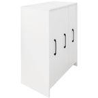 3 Tier Bookcase with Slide Out Doors and Wheels - White