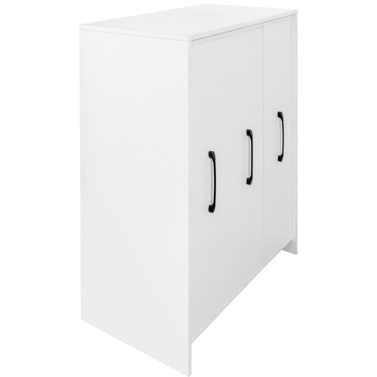 3 Tier Bookcase with Slide Out Doors and Wheels - White