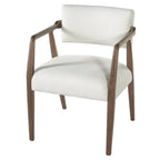 Mid-Century Rubber Wood Upholstered Dining Armchair Set of 2 - Beige