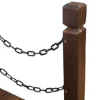 5 Ft Wooden Garden Bridge with Chain Railings - Natural Wood Finish