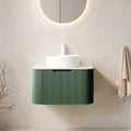 DINA 24" Floating Bathroom Vanity with Curved Edges and Ceramic Sink - Dark Green