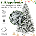 6ft Snow-Flocked Pre-Lit Christmas Tree with 1100 PE+PVC Tips - White