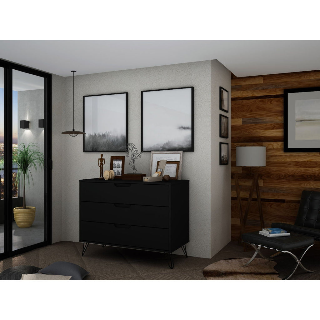 Rockefeller 3 Drawer Dresser with Splayed Legs - Multiple Colors