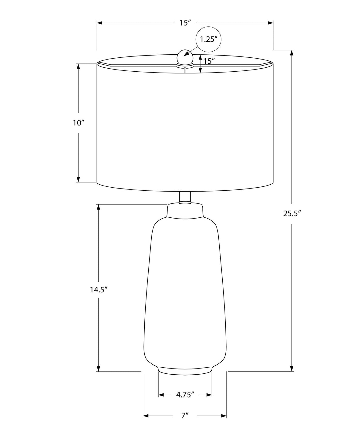 Modern Ceramic Table Lamp with Ivory Shade - Cream