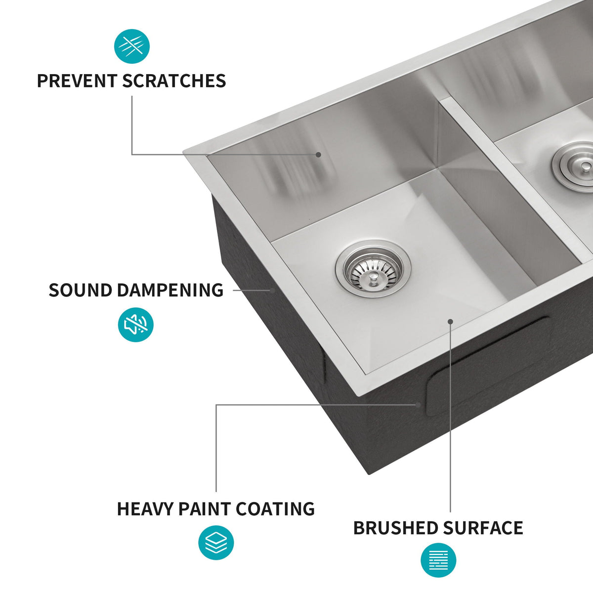 Modern Double Bowl Undermount Sink with 10" Deep Basins - Gray