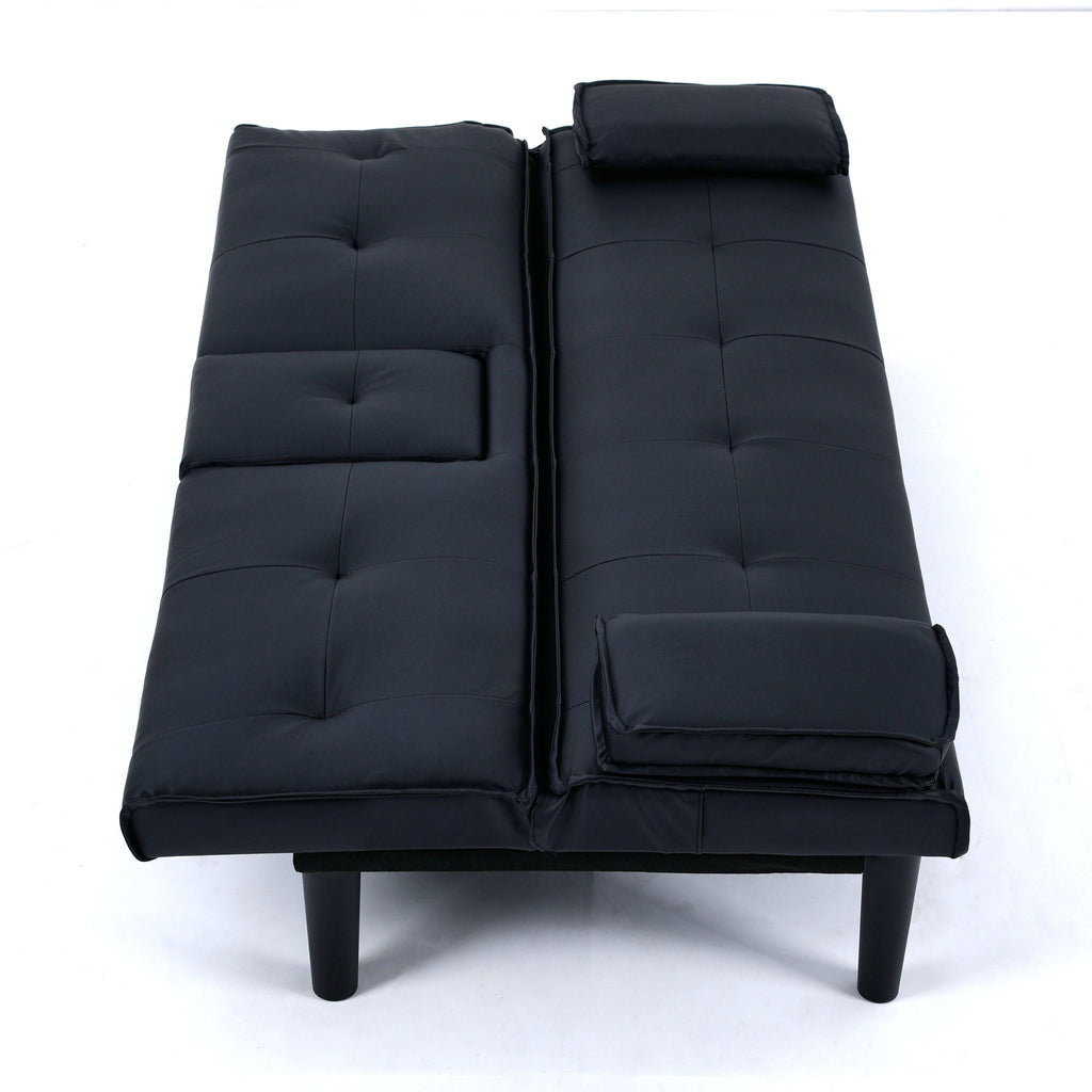 Foldable Sofa Bed with Cup Holder and Solid Wood Frame - Multiple Colors