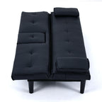 Foldable Sofa Bed with Cup Holder and Solid Wood Frame - Multiple Colors