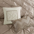 7 Piece Tufted Comforter Set in Taupe