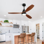 Ceiling Fan with Reversible DC Motor, LED Light & Remote Control - Dark Brown or White