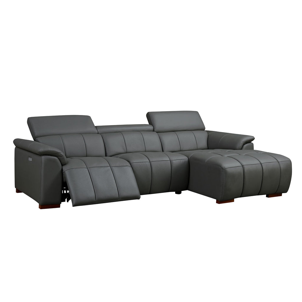 Modern Wall-Hugger Reclining Sofa with Electric Control - Genuine Leather