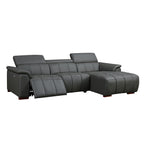 Modern Wall-Hugger Reclining Sofa with Electric Control - Genuine Leather