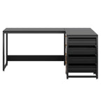 L-Shaped Computer Desk with Drawers and Shelves - Black or Dark Brown