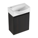Modern Bathroom Vanity with Ceramic Basin and Storage Cabinet - Light Brown, Black, or White