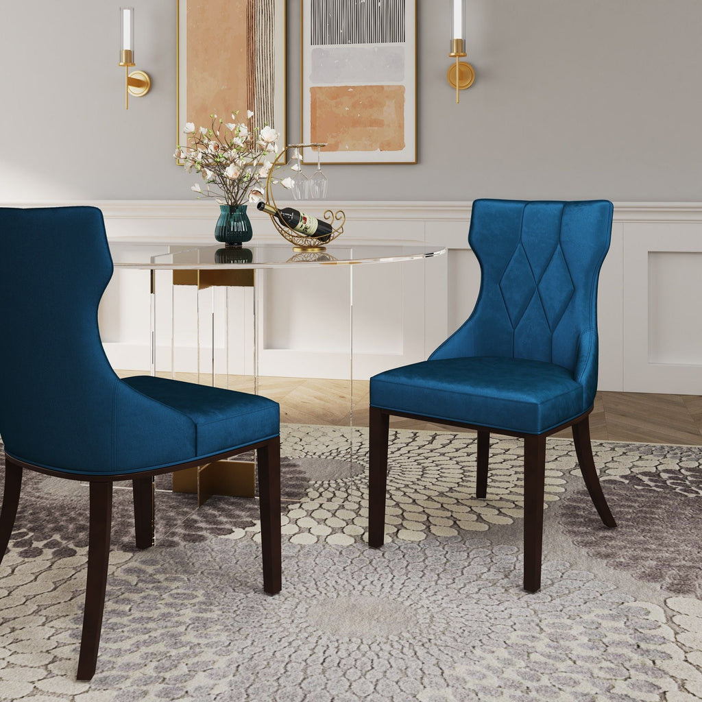 Reine Dining Chair Set of 2 with Solid Wood Frame and Classic Design - Multiple Colors