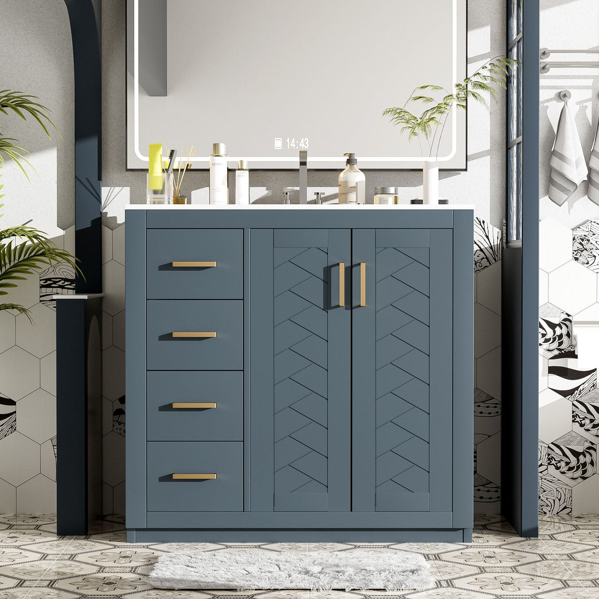 Bathroom Vanity With Sink Combo, Storage Cabinet, Freestanding Set