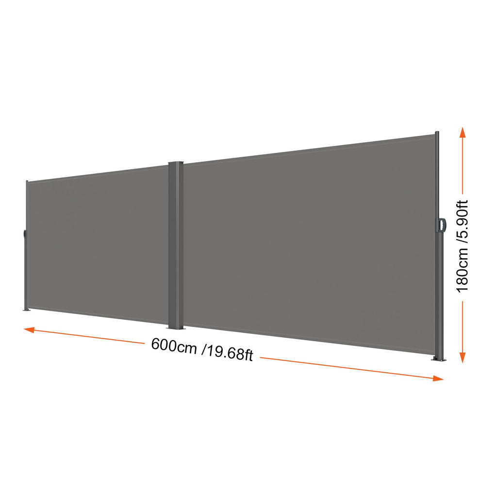 Retractable Side Awning 71" x 236" with Aluminum Frame - Grey