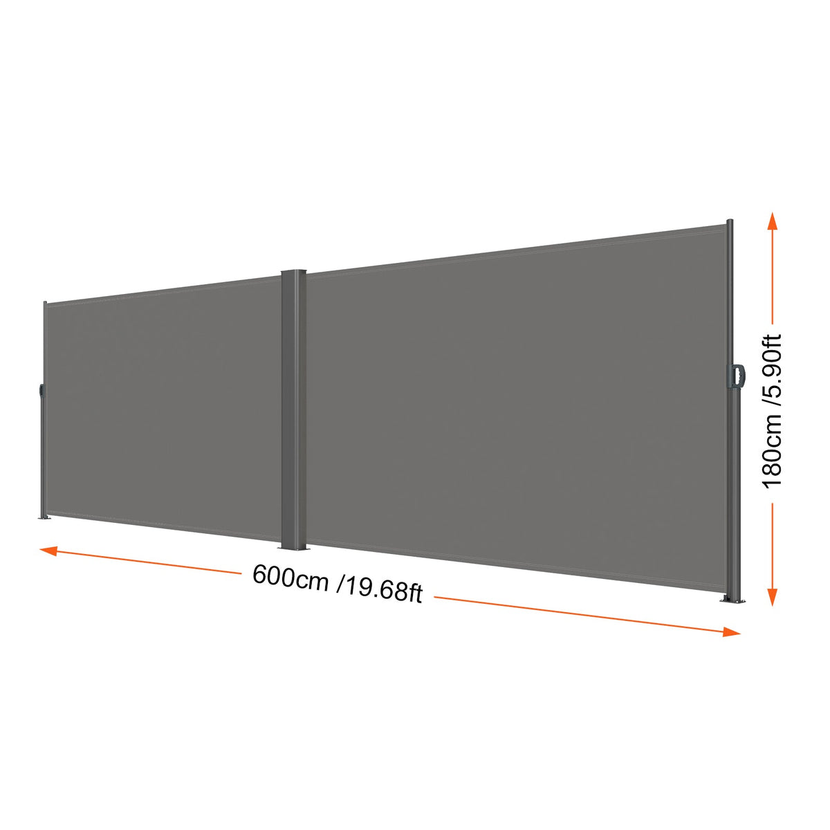 Retractable Side Awning 71" x 236" with Aluminum Frame - Grey