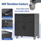 Sturdy Metal Tool Cabinet with Drawer & Locking Doors - Mobile Garage Storage