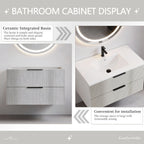 36 Inch Floating Bathroom Vanity with Storage Drawers - Antique Gray