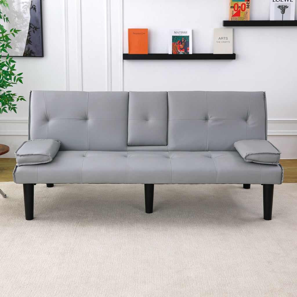 Foldable Sofa Bed with Cup Holder and Solid Wood Frame - Multiple Colors