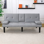 Foldable Sofa Bed with Cup Holder and Solid Wood Frame - Multiple Colors