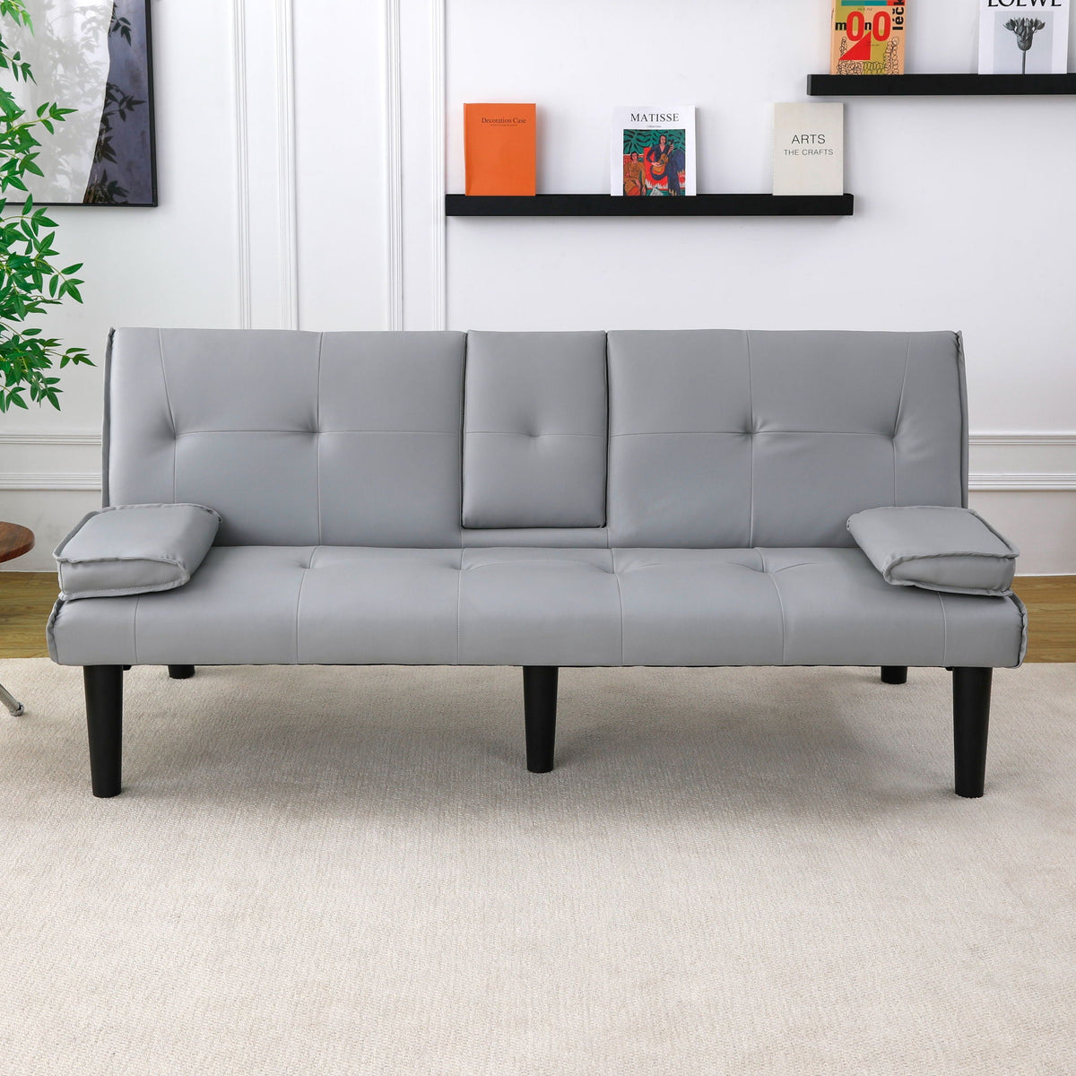 Foldable Sofa Bed with Cup Holder and Solid Wood Frame - Multiple Colors