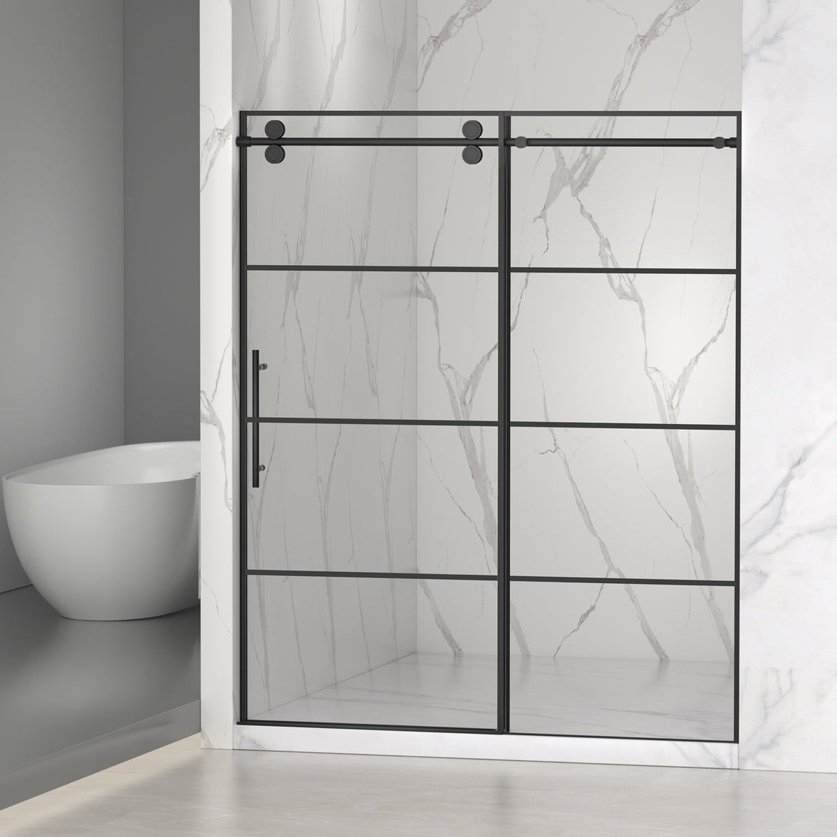 Matte Shower Doors with Customizable Width - Matte Finish