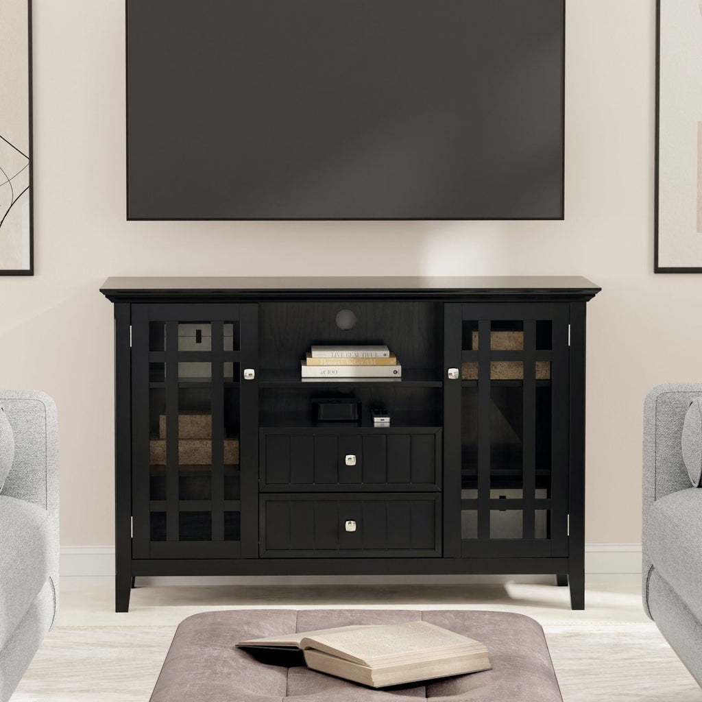 Handcrafted Tall TV Media Stand with Adjustable Storage - Dark Brown, Black, or White