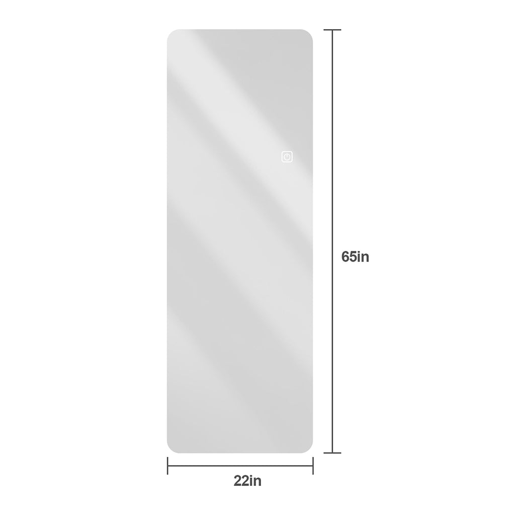 Wall Mounted Full Body Mirror with Dimming Lights - Silver