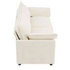 Modern Loveseat Sofa with Side Storage Pockets - Green, Beige, or Dark Gray