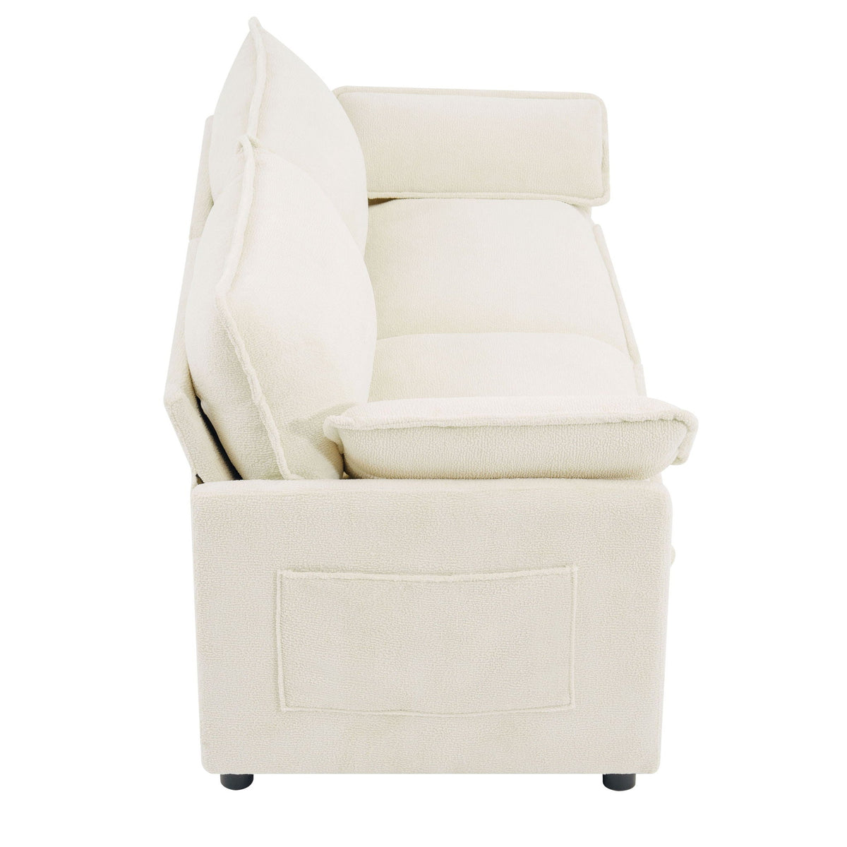 Modern Loveseat Sofa with Side Storage Pockets - Green, Beige, or Dark Gray