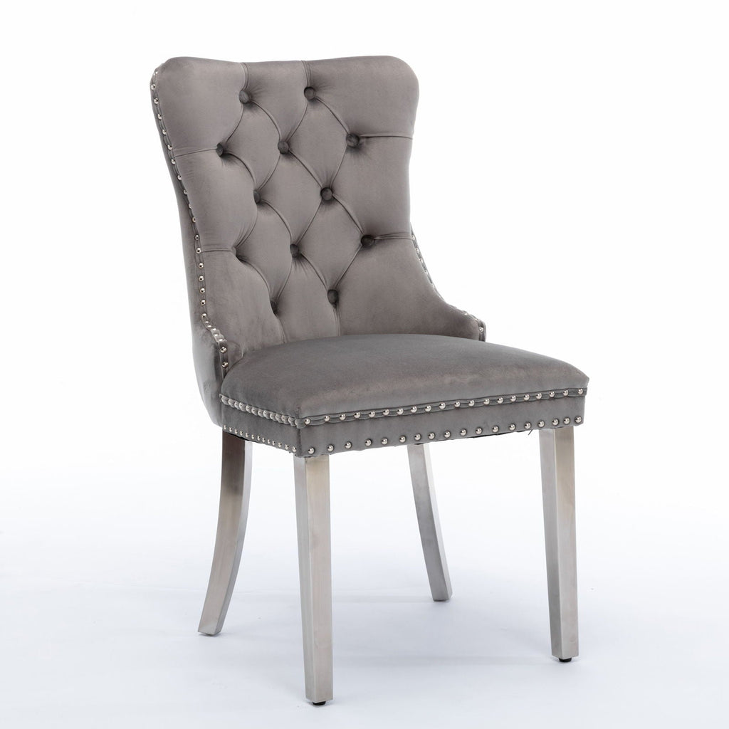 Contemporary Upholstered Dining Chair Set with Nailhead Trim - Multiple Colors