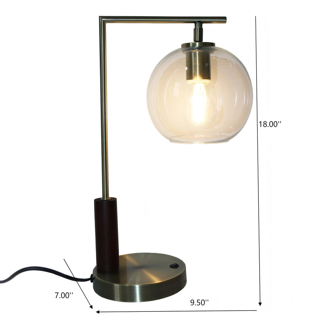 Gold Desk Lamp with Glass Globe Shade - Villa