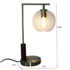 Gold Desk Lamp with Glass Globe Shade - Villa