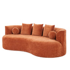 90-Inch Curved Modern Chenille Sofa with Artistic Curved Design - Orange or White