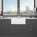 Farmhouse Ceramic Apron Front Single Bowl Kitchen Sink with Durable Design - White or Black