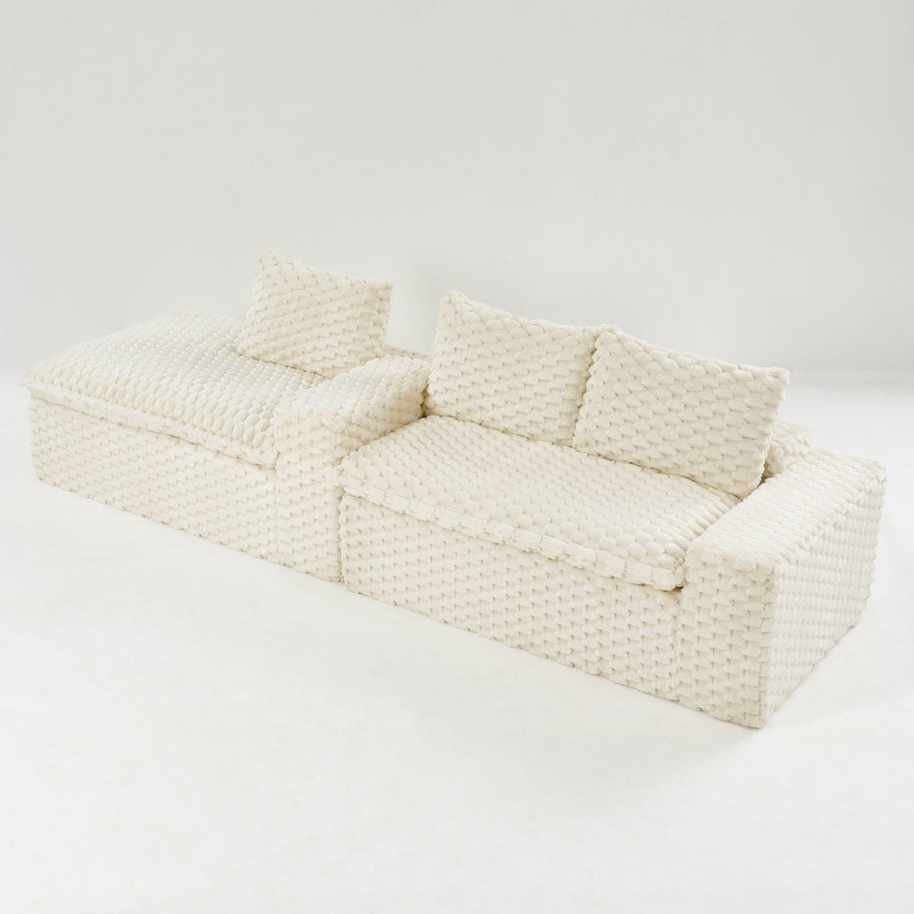Convertible Modular Sectional Sofa with Twin Seat and Chaise - Multiple Colors