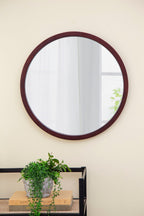 Circle Wall Mirror with Wooden Frame - Black, Light Brown, Dark Brown