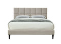 Gray Full Size Upholstered Bed with USB Charging Ports - Modern Squares Headboard