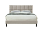 Gray Full Size Upholstered Bed with USB Charging Ports - Modern Squares Headboard