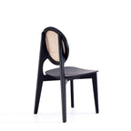 Rattan Cane Backrest Dining Chair Set with Solid Wood Frame - Black or Light Brown