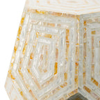 Hexagonal Capiz End Table with Contemporary Design - Cream Yellow