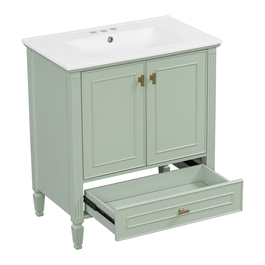 Freestanding Vanity with Drawer & Soft Close Doors - Green or White