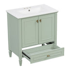 Freestanding Vanity with Drawer & Soft Close Doors - Green or White