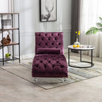 Velvet Button Tufted Chaise Lounge with Pillow - Multiple Colors