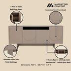 Sideboard With Adjustable Shelves and Soft Close Doors - White, Light Brown, Green
