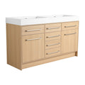 Freestanding Bathroom Vanity with Resin Sink and Soft-Closing Doors - Light Brown