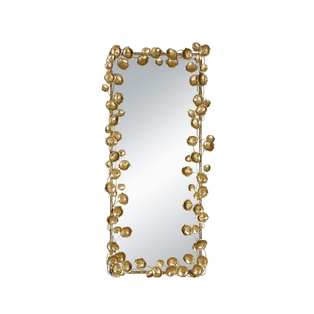 Full Length Floor Mirror with Gold Leaf Accents - Gold