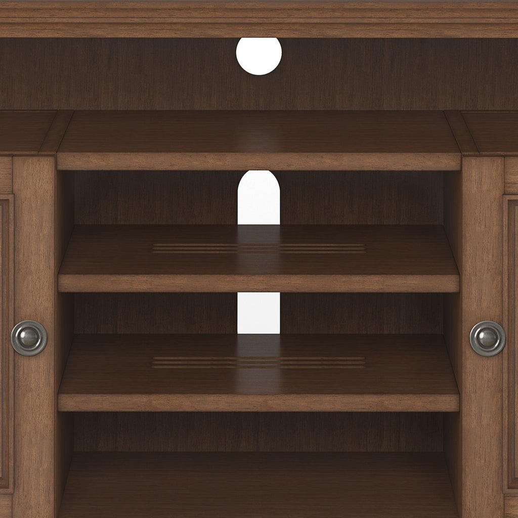 Rustic Natural Aged Brown TV Media Stand with Adjustable Shelves - Dark Brown