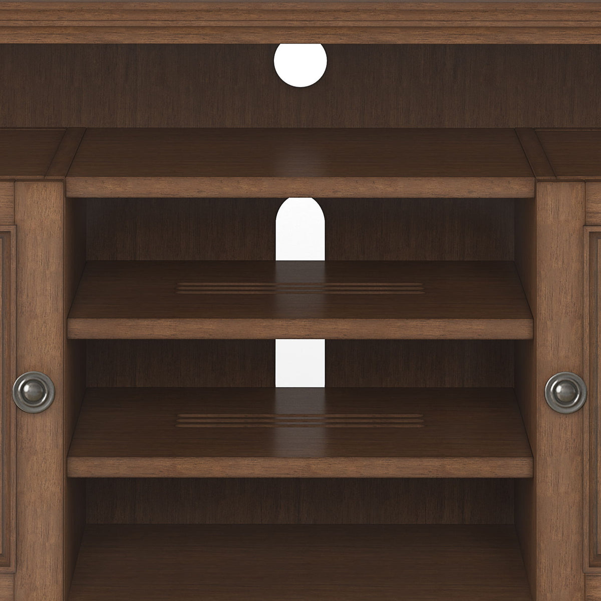 Rustic Natural Aged Brown TV Media Stand with Adjustable Shelves - Dark Brown
